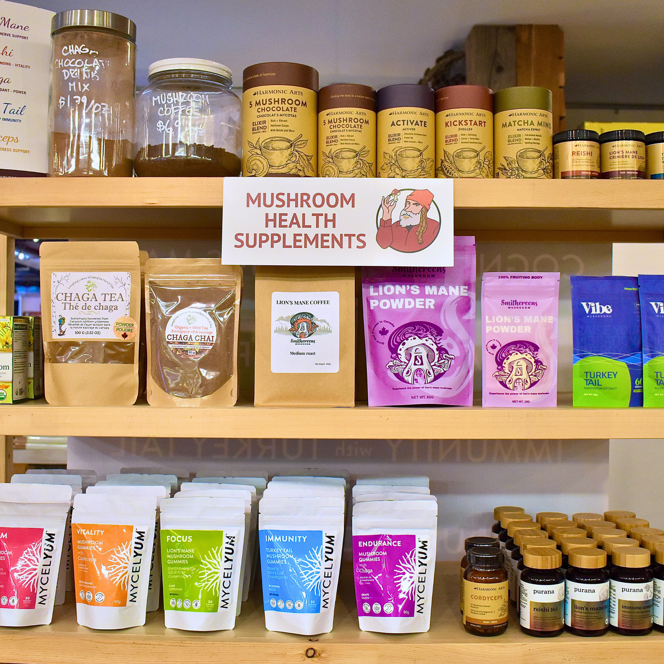 Shagg Jack's Mushroom Supplements and Health Products Harmonic Arts, Mycelyum, Chaga Tea